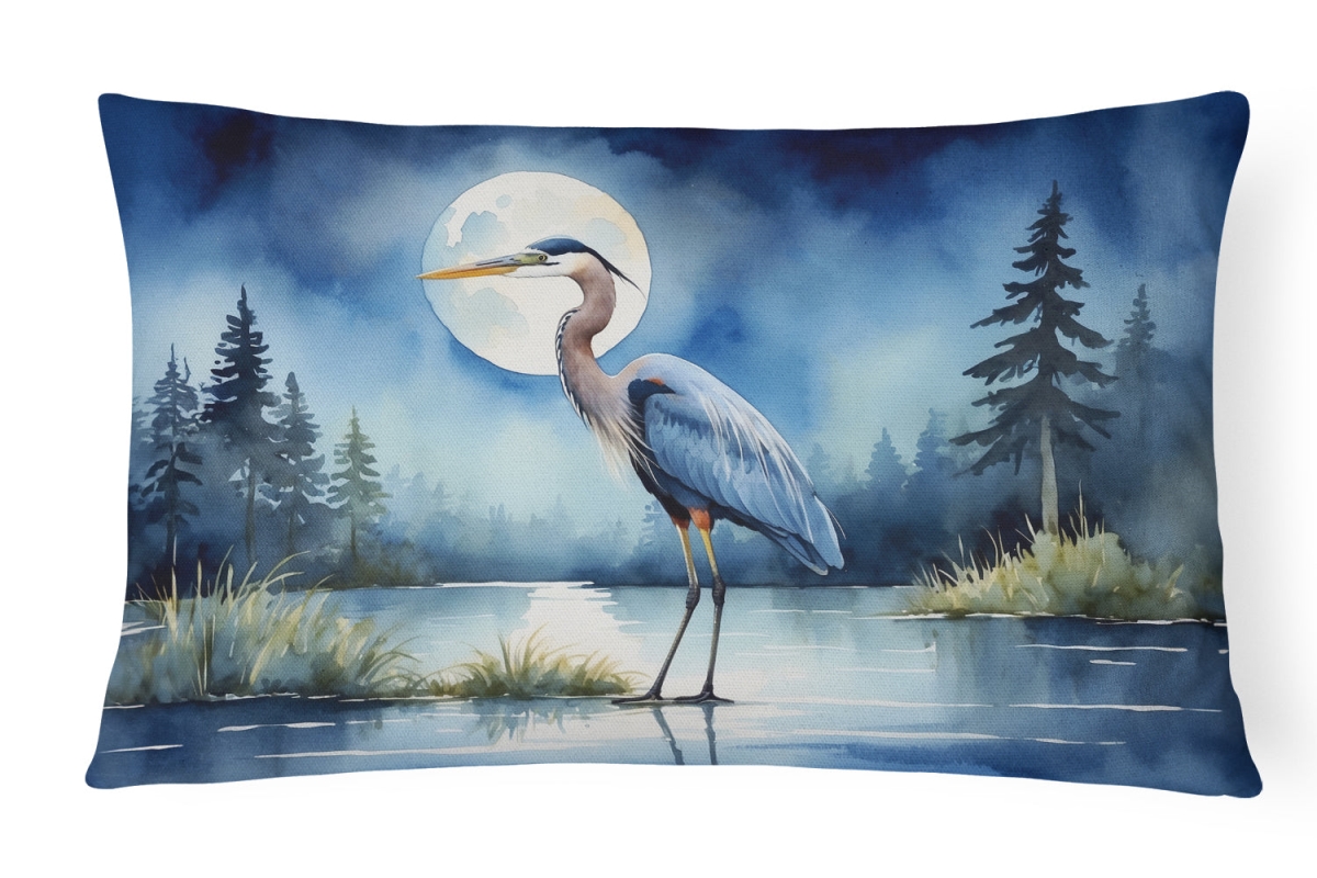DAC7495PW1216 16 x 12 in. Blue Heron Under the Moonlight Throw Pillow