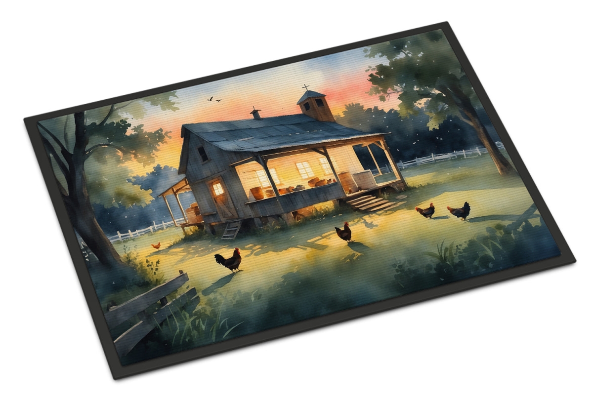 DAC7652MAT 18 x 27 in. Chicken Coop At Dawn Doormat