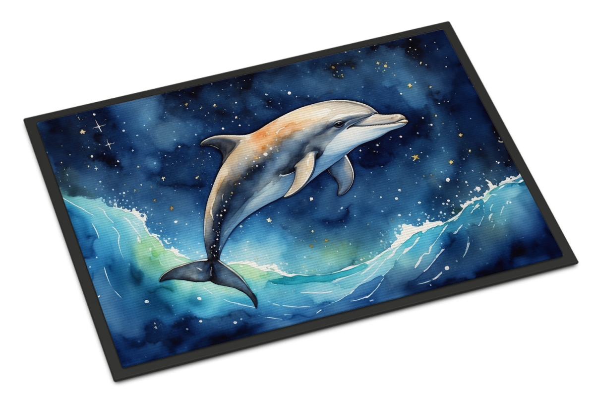 DAC7663MAT 18 x 27 in. Dolphin in a Starry Sea Doormat