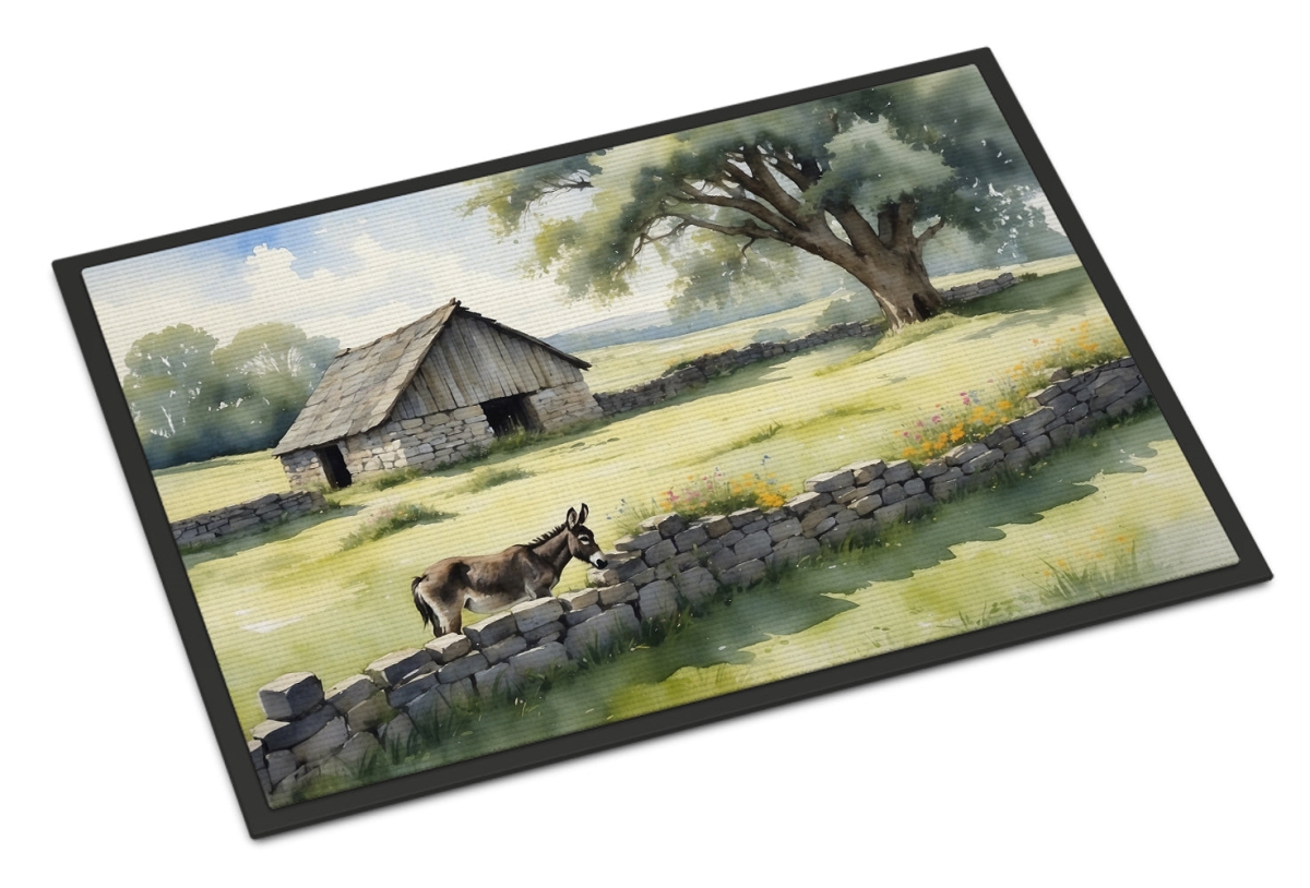 DAC7684MAT 18 x 27 in. Donkey by the Stone Wall Doormat
