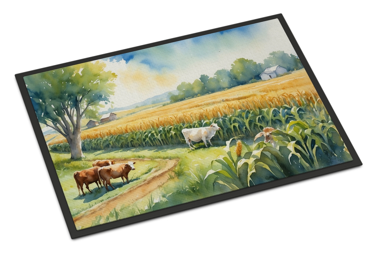 DAC7689MAT 18 x 27 in. Cows by the Cornfield Doormat