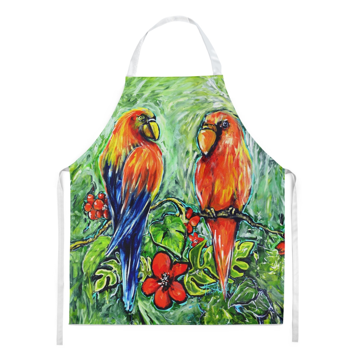 Picture of Carolines Treasures MW2063APRON 30 x 27 in. Fred & Freda Parrots Apron