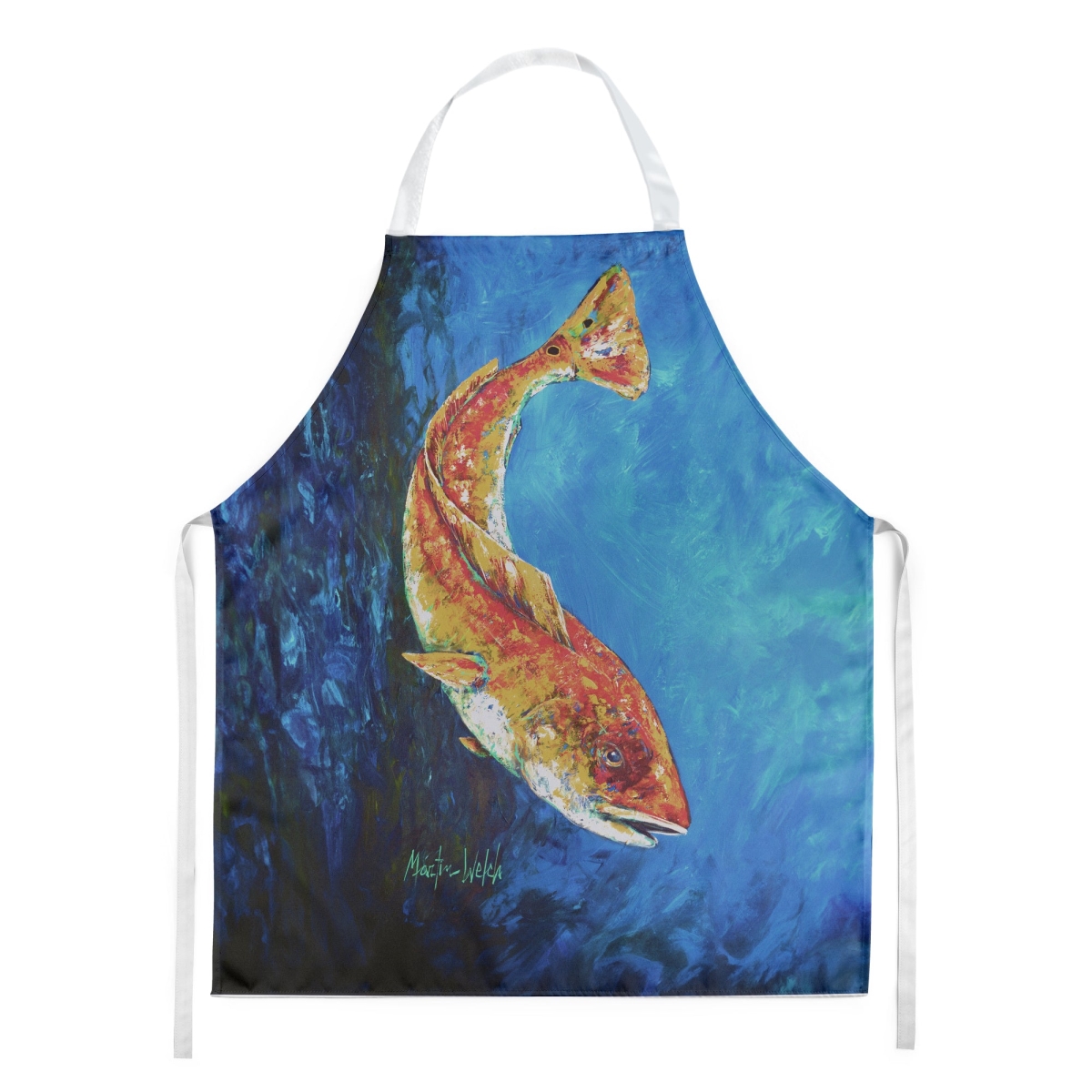 Picture of Carolines Treasures MW2085APRON 30 x 27 in. Katy Red Fish Apron