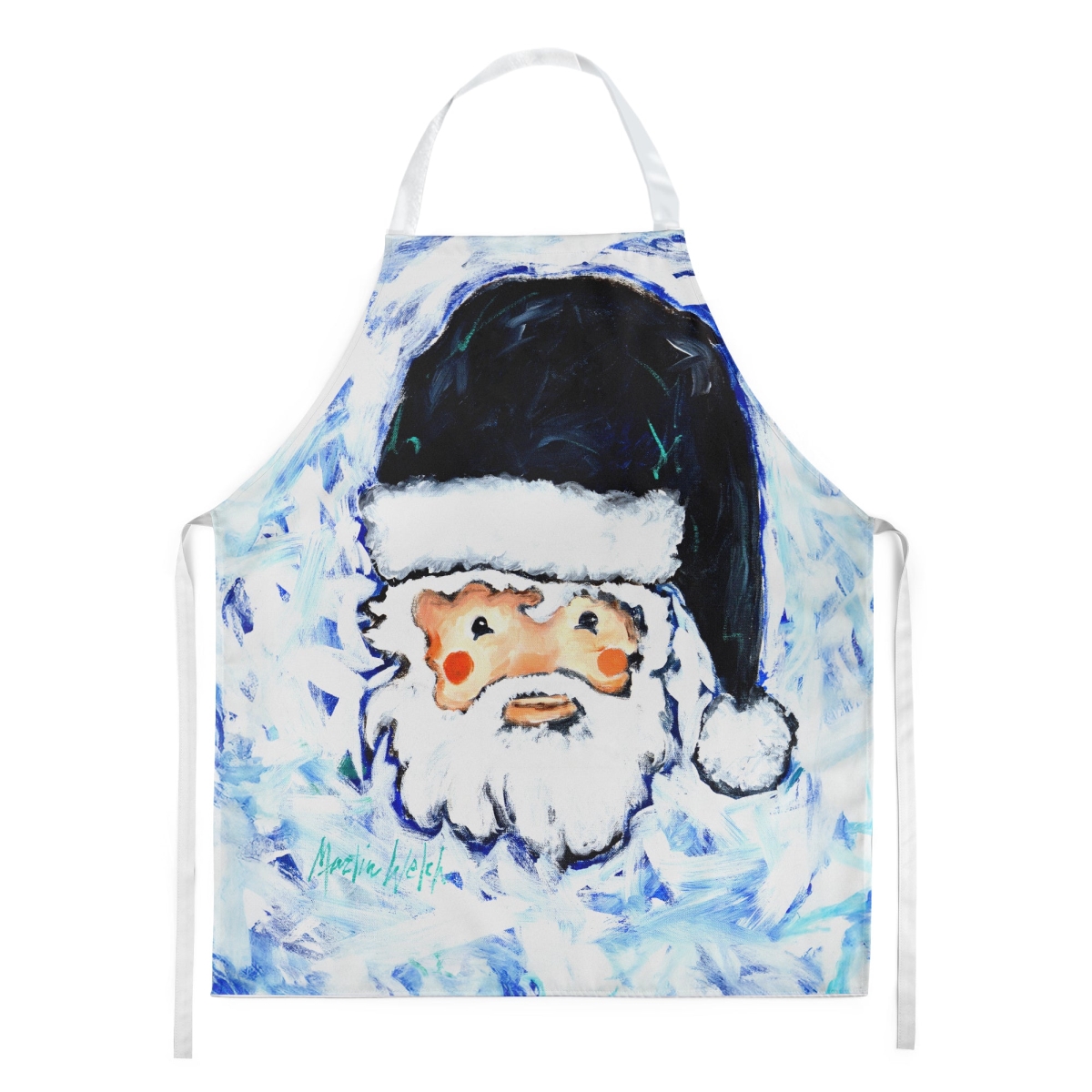 Picture of Carolines Treasures MW2104APRON 30 x 27 in. Novena Blue Santa Claus Apron