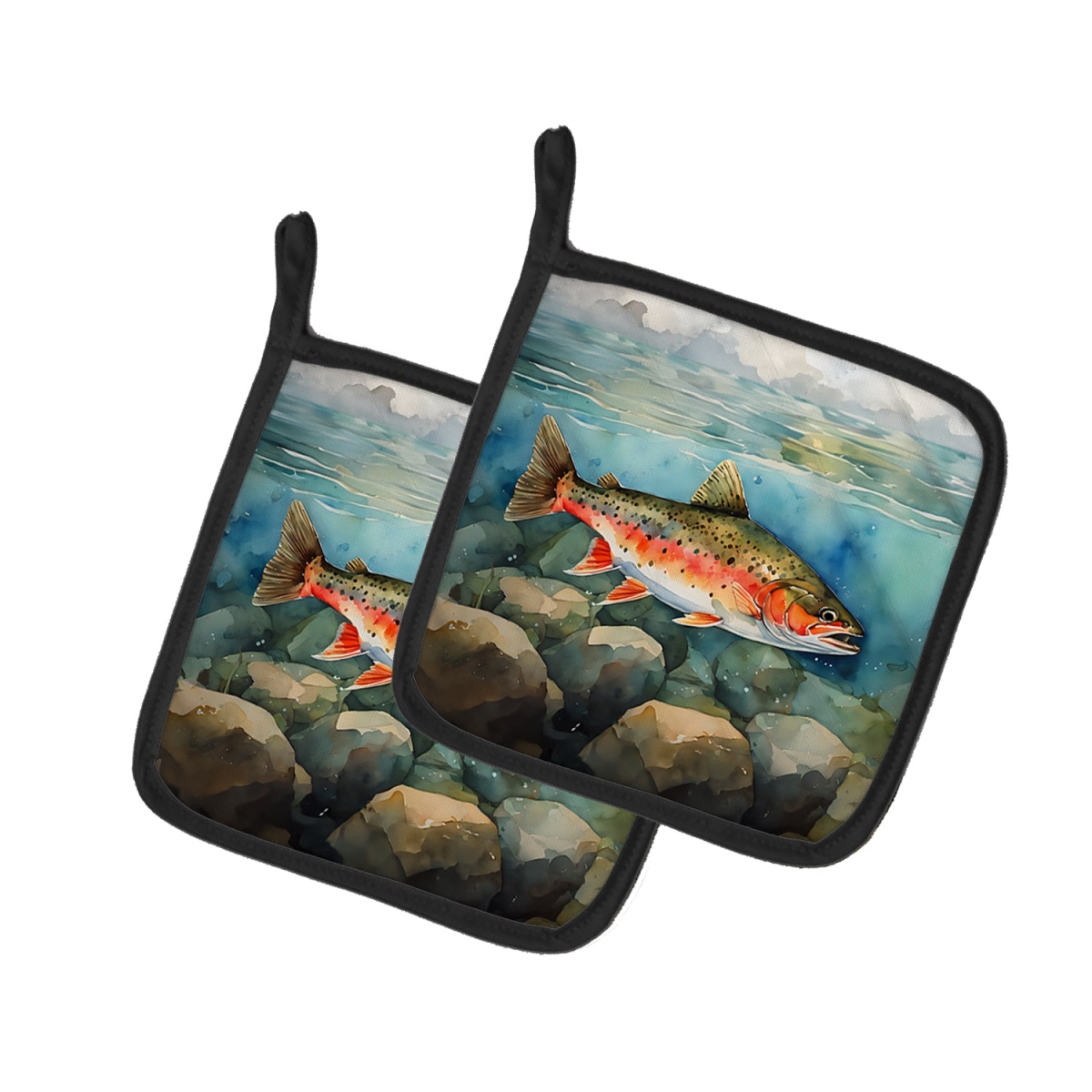 DAC2774PTHD 7.5 x 7.5 in. Brook Trout Pot Holders - Set of 2