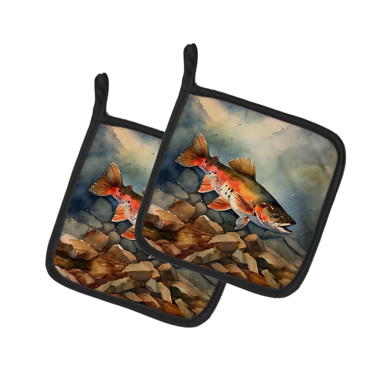 DAC2775PTHD 7.5 x 7.5 in. Brook Trout Pot Holders - Set of 2