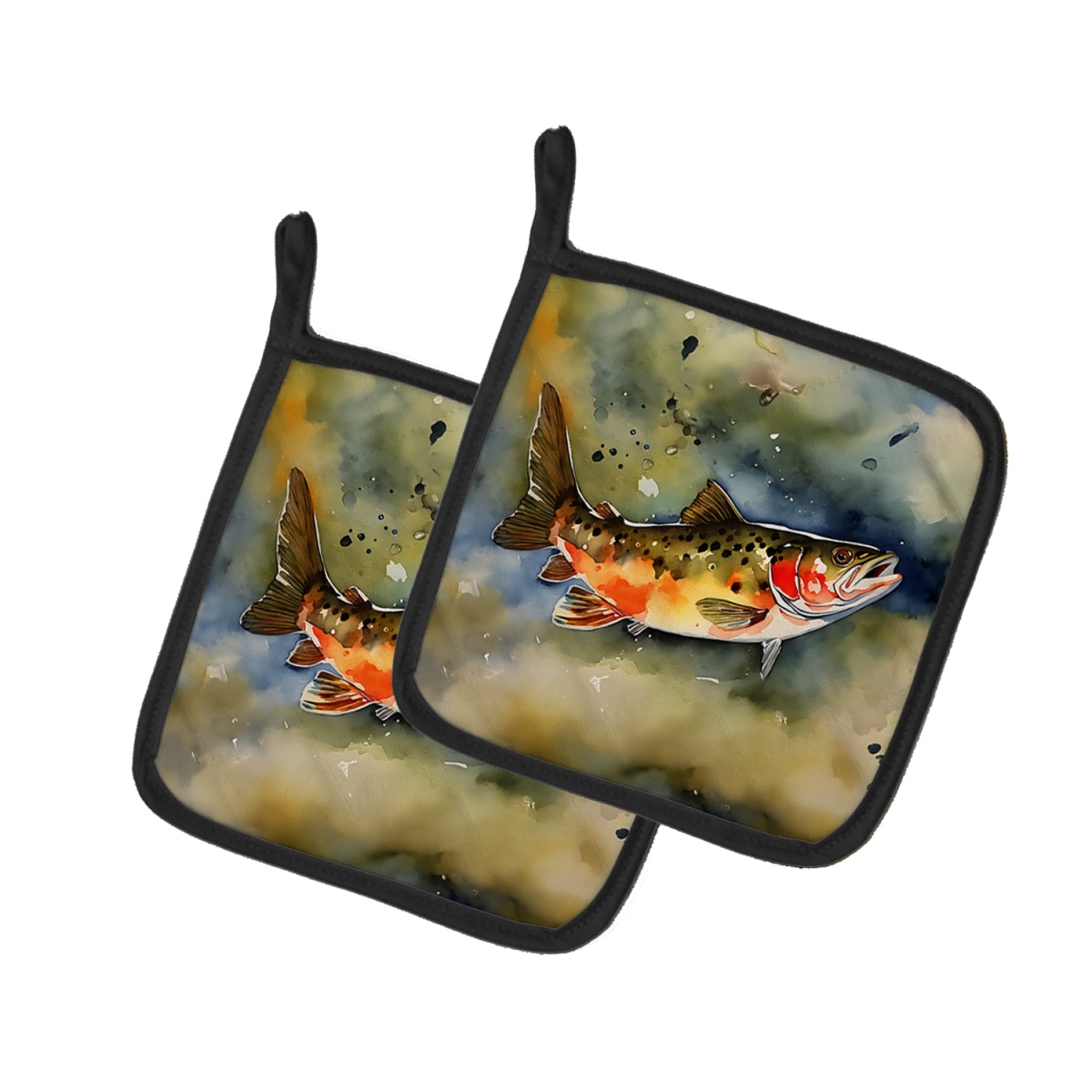DAC2776PTHD 7.5 x 7.5 in. Brook Trout Pot Holders - Set of 2