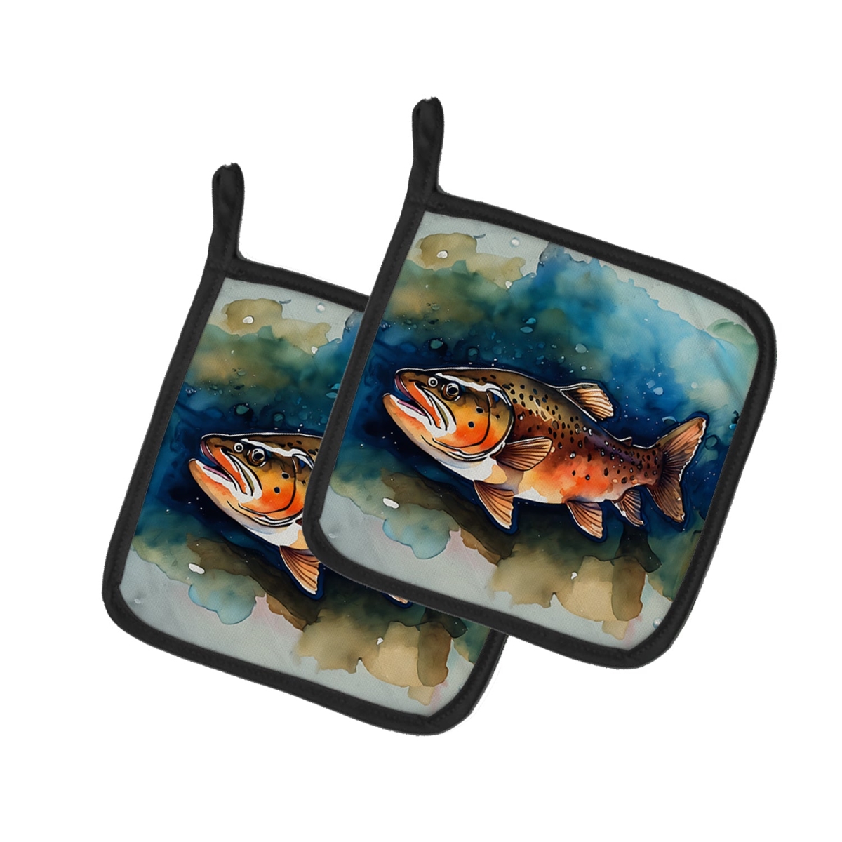 DAC2777PTHD 7.5 x 7.5 in. Brown Trout Pot Holders - Set of 2