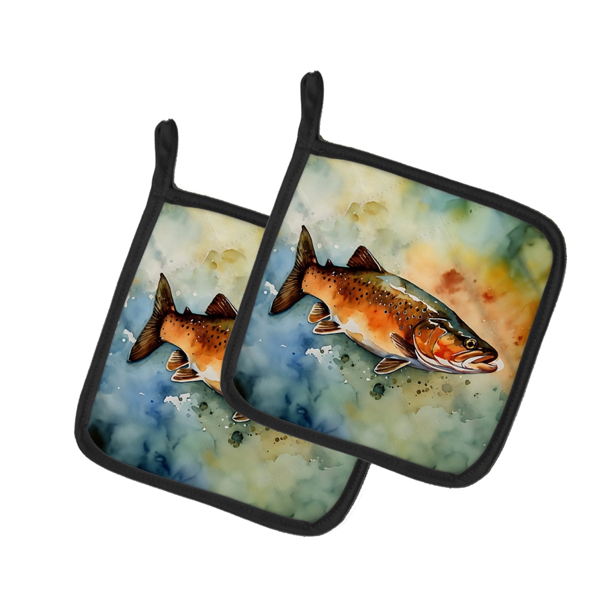 DAC2779PTHD 7.5 x 7.5 in. Brown Trout Pot Holders - Set of 2