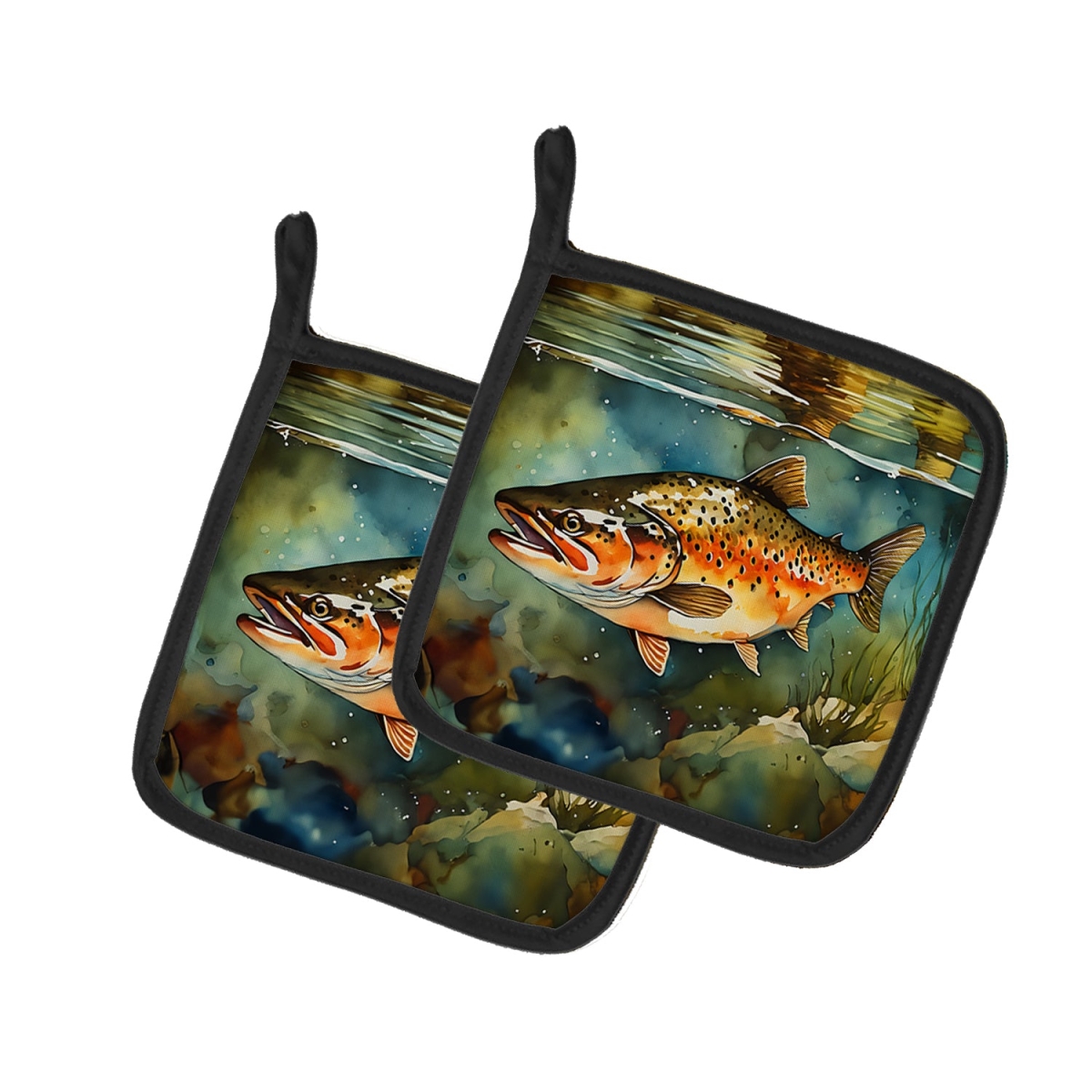 DAC2780PTHD 7.5 x 7.5 in. Brown Trout Pot Holders - Set of 2