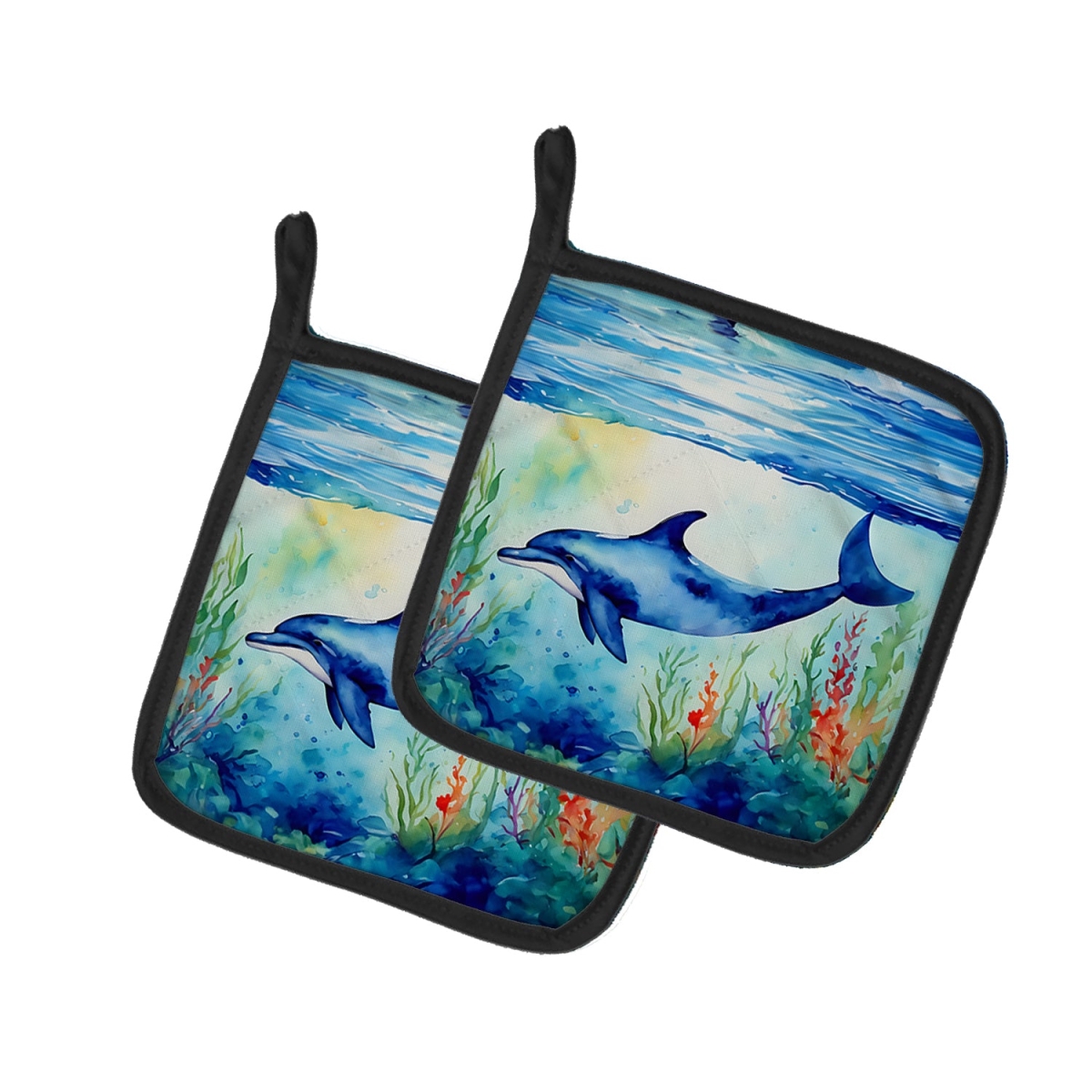 DAC2781PTHD 7.5 x 7.5 in. Dolphin Pot Holders - Set of 2