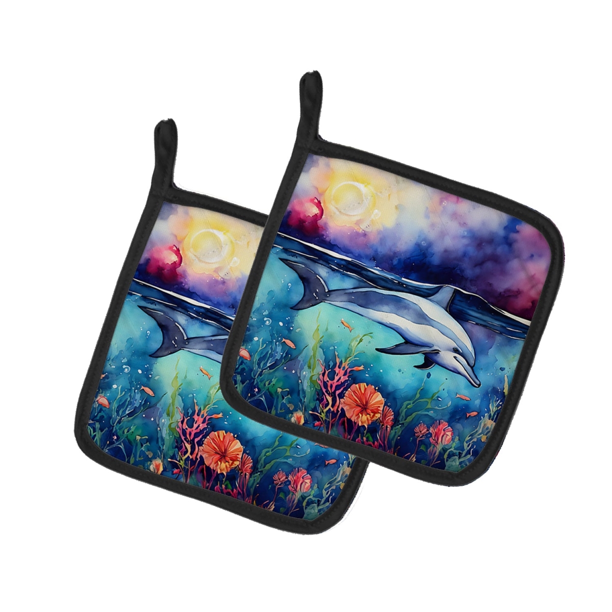DAC2782PTHD 7.5 x 7.5 in. Dolphin Pot Holders - Set of 2