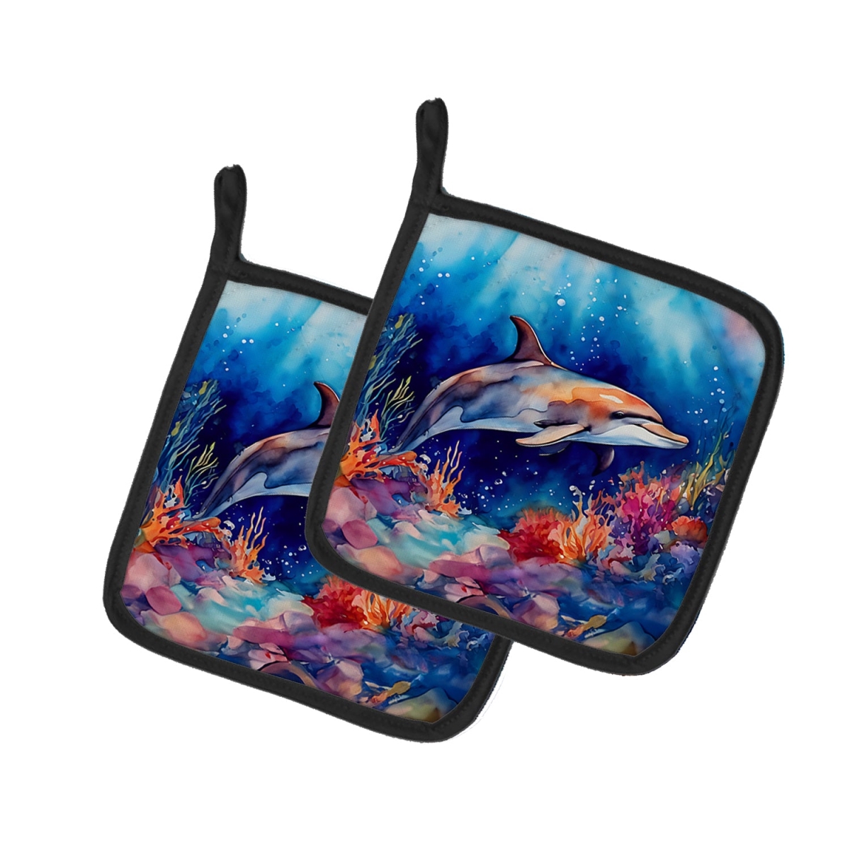 DAC2783PTHD 7.5 x 7.5 in. Dolphin Pot Holders - Set of 2