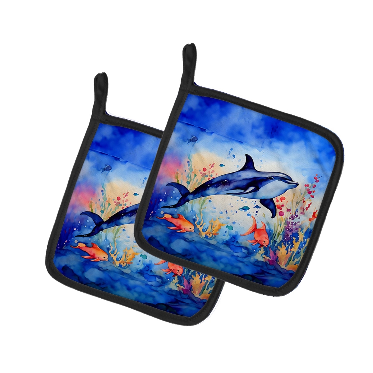 DAC2784PTHD 7.5 x 7.5 in. Dolphin Pot Holders - Set of 2
