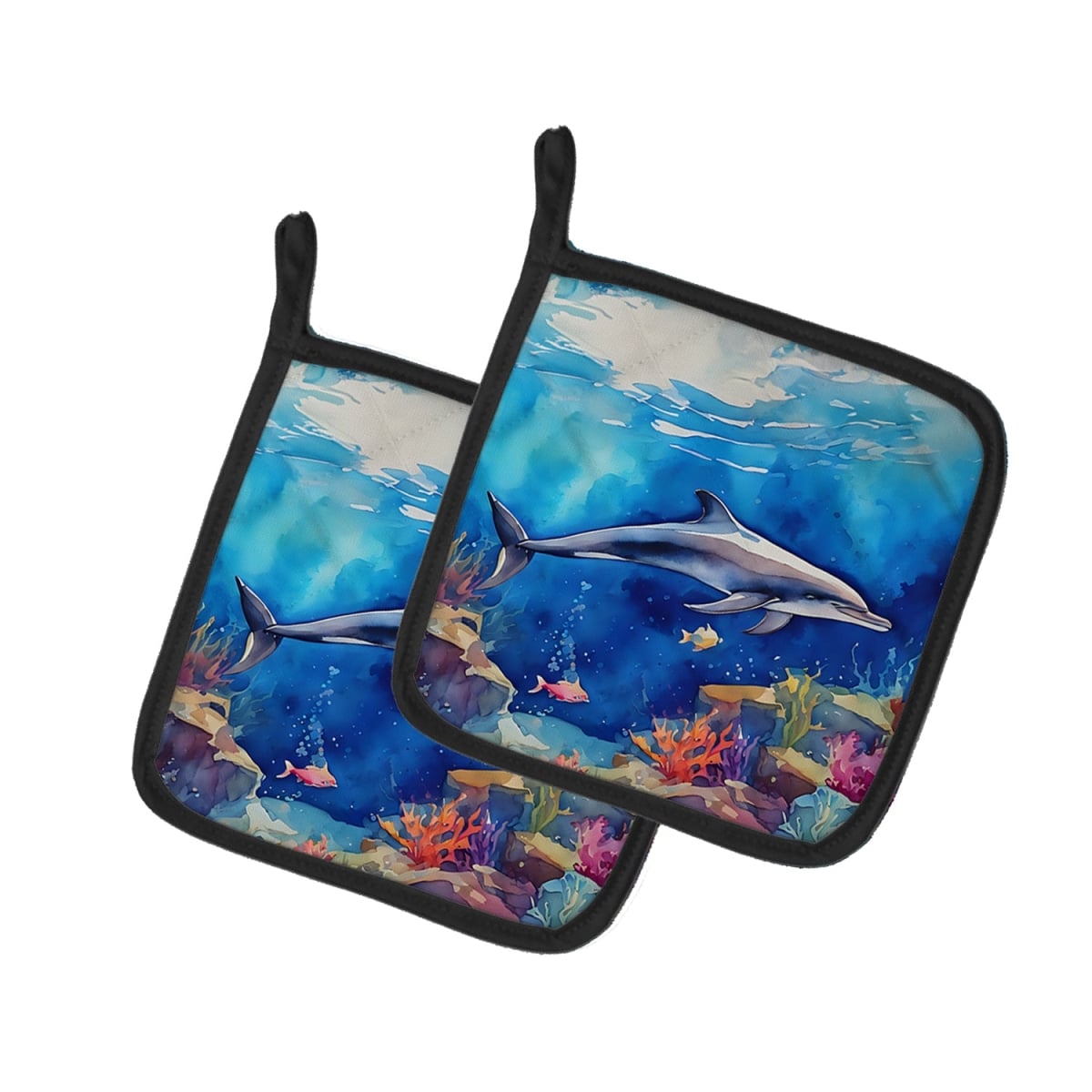DAC2785PTHD 7.5 x 7.5 in. Dolphin Pot Holders - Set of 2