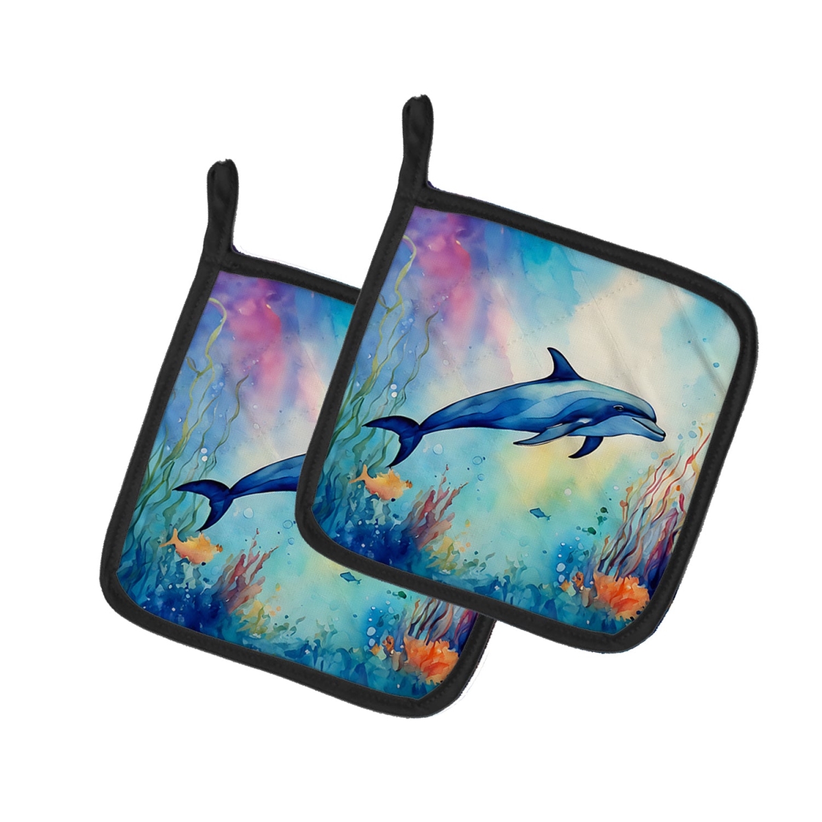 DAC2786PTHD 7.5 x 7.5 in. Dolphin Pot Holders - Set of 2