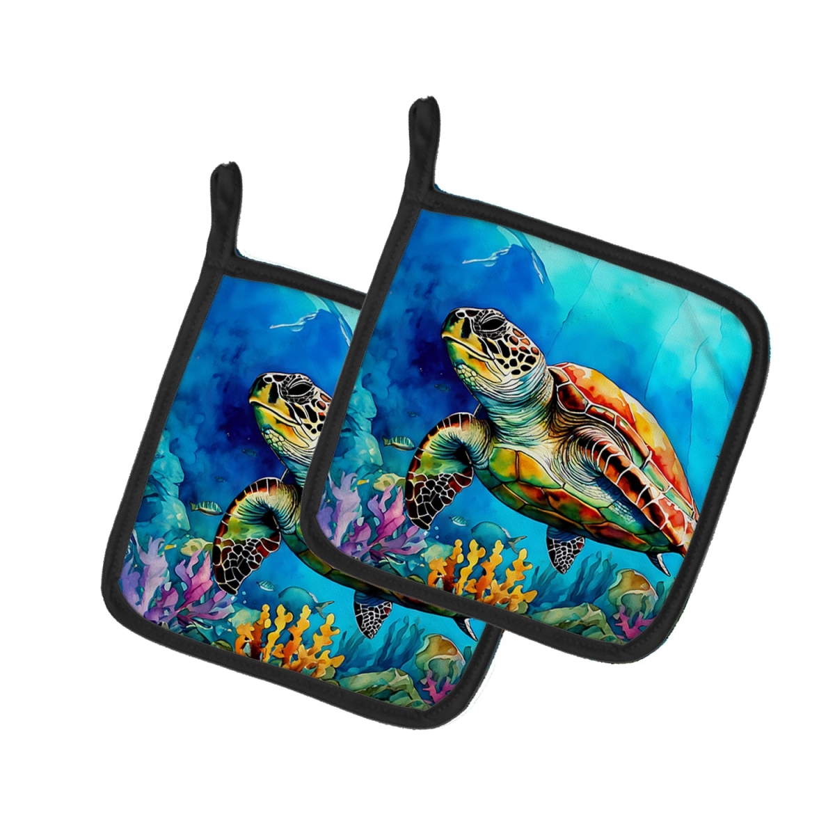 DAC2805PTHD 7.5 x 7.5 in. Loggerhead Sea Turtle Pot Holders - Set of 2