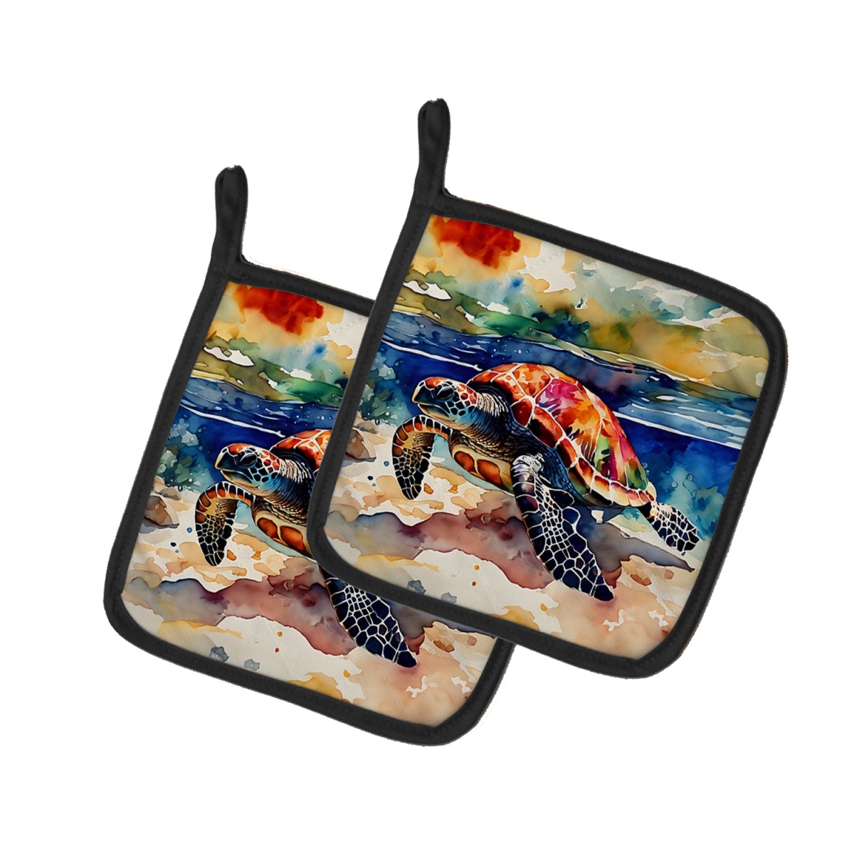 DAC2806PTHD 7.5 x 7.5 in. Loggerhead Sea Turtle Pot Holders - Set of 2