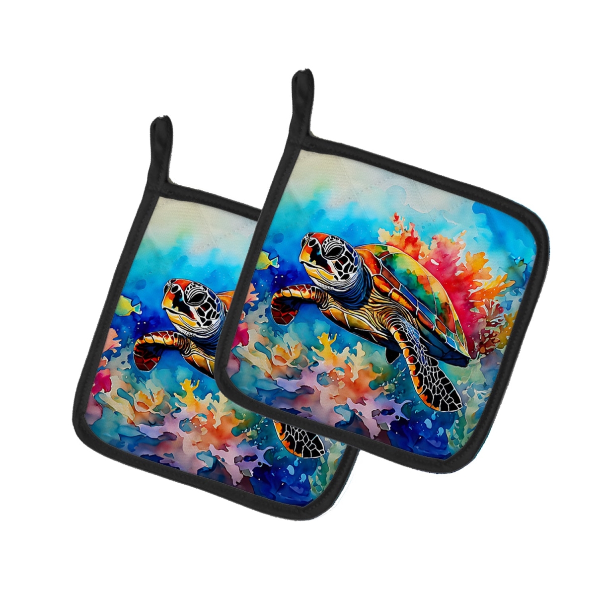 DAC2807PTHD 7.5 x 7.5 in. Loggerhead Sea Turtle Pot Holders - Set of 2