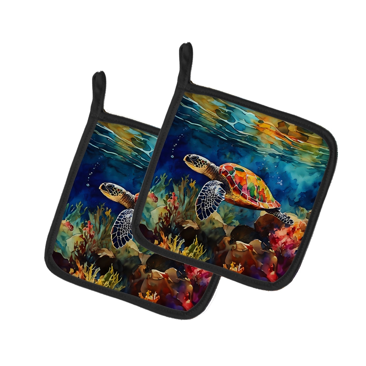 DAC2808PTHD 7.5 x 7.5 in. Loggerhead Sea Turtle Pot Holders - Set of 2