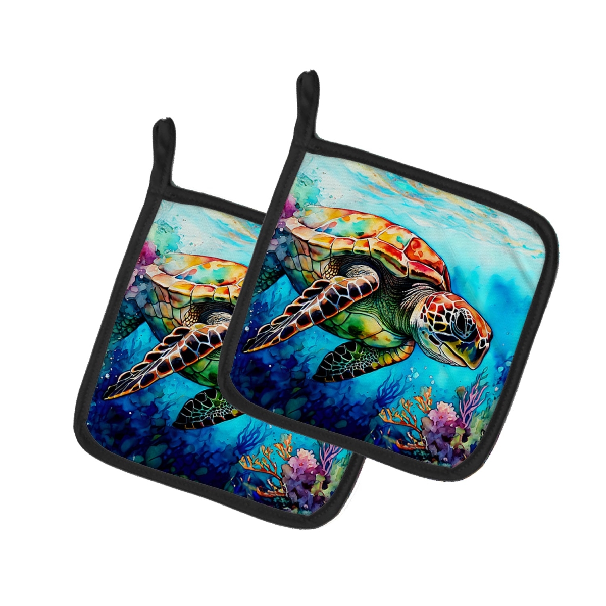 DAC2809PTHD 7.5 x 7.5 in. Loggerhead Sea Turtle Pot Holders - Set of 2