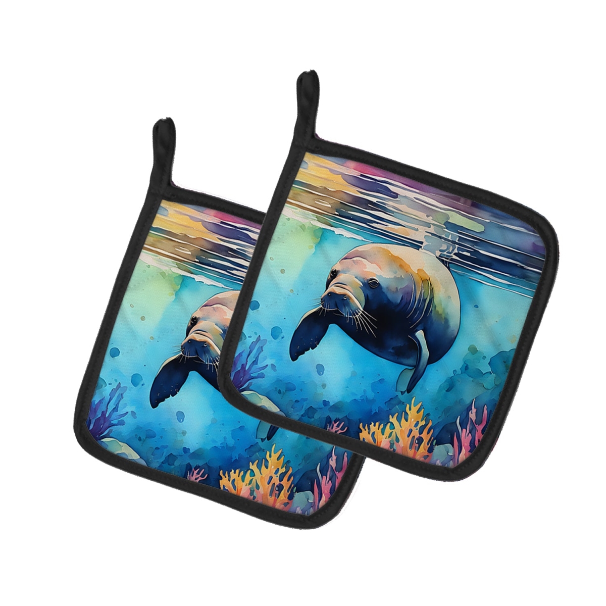DAC2810PTHD 7.5 x 7.5 in. Manatee Pot Holders - Set of 2