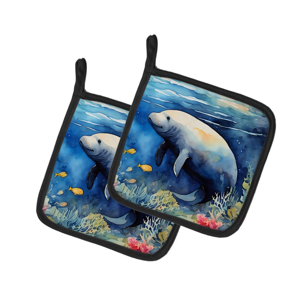 DAC2811PTHD 7.5 x 7.5 in. Manatee Pot Holders - Set of 2