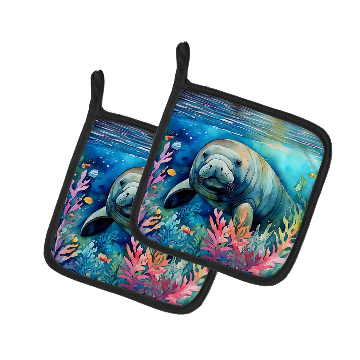 DAC2812PTHD 7.5 x 7.5 in. Manatee Pot Holders - Set of 2