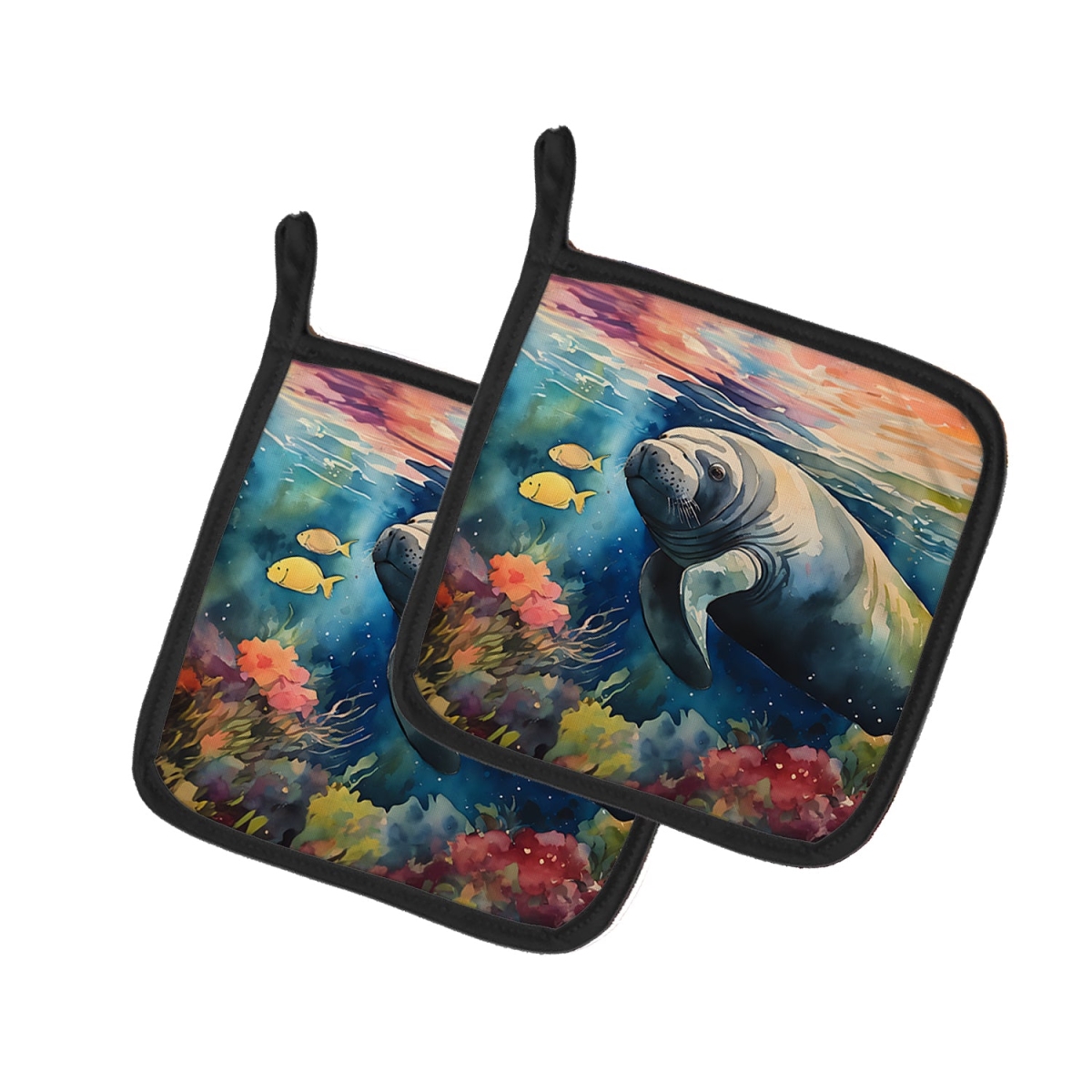 DAC2813PTHD 7.5 x 7.5 in. Manatee Pot Holders - Set of 2