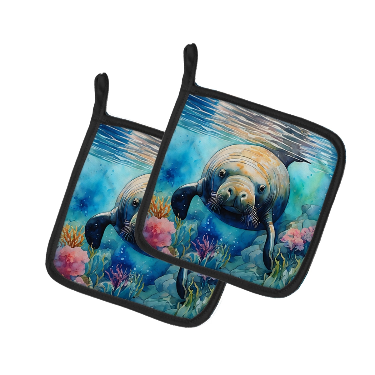 DAC2814PTHD 7.5 x 7.5 in. Manatee Pot Holders - Set of 2