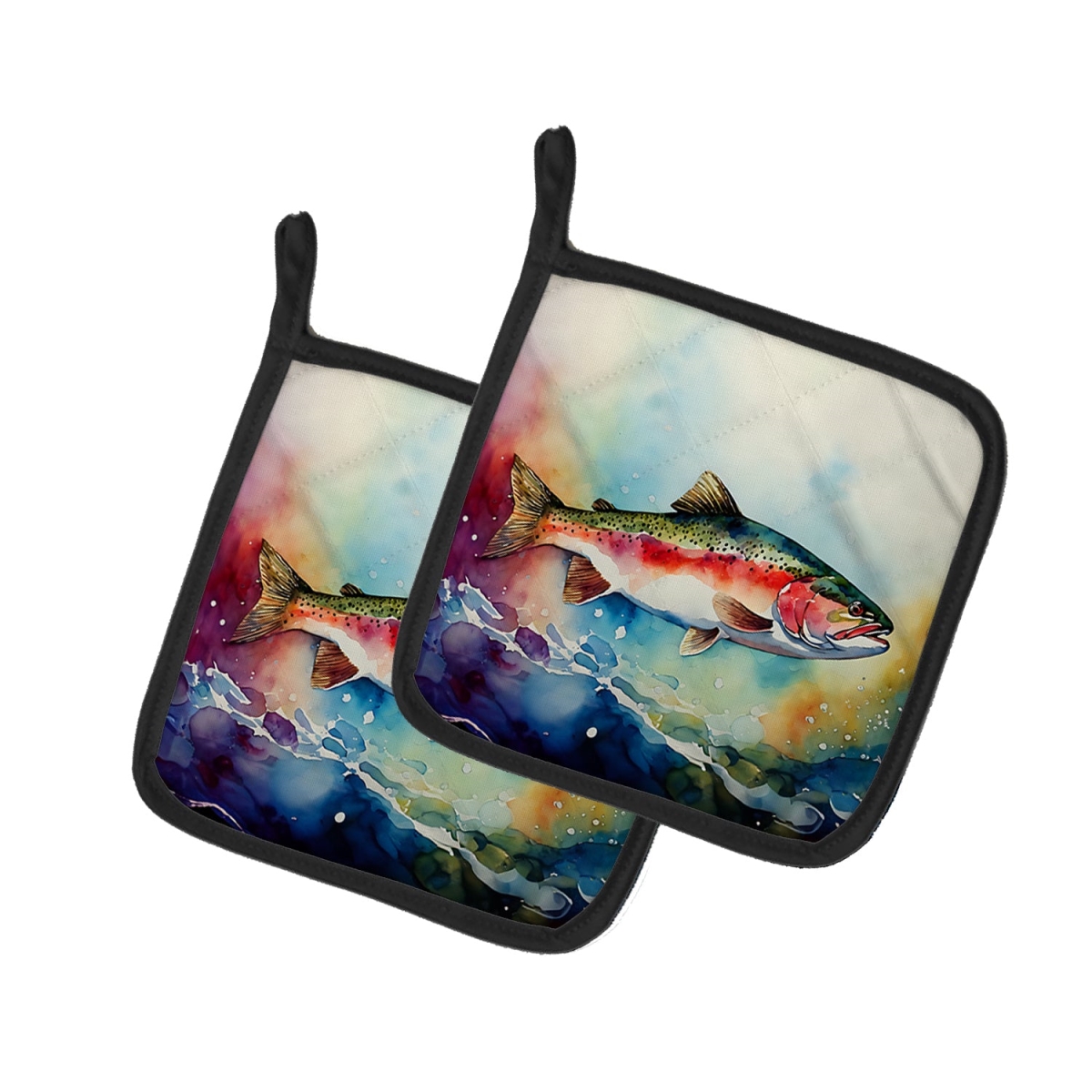 DAC2815PTHD 7.5 x 7.5 in. Rainbow Trout Pot Holders - Set of 2