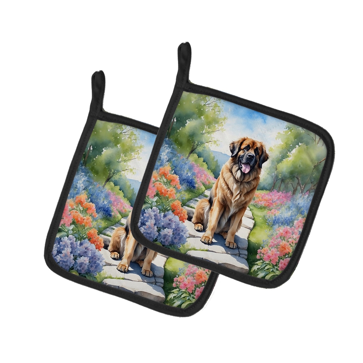 DAC6666PTHD 7.5 x 7.5 in. Leonberger Spring Path Pot Holders - Set of 2