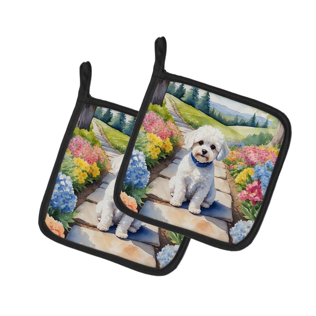 DAC6670PTHD 7.5 x 7.5 in. Maltipoo Spring Path Pot Holders - Set of 2