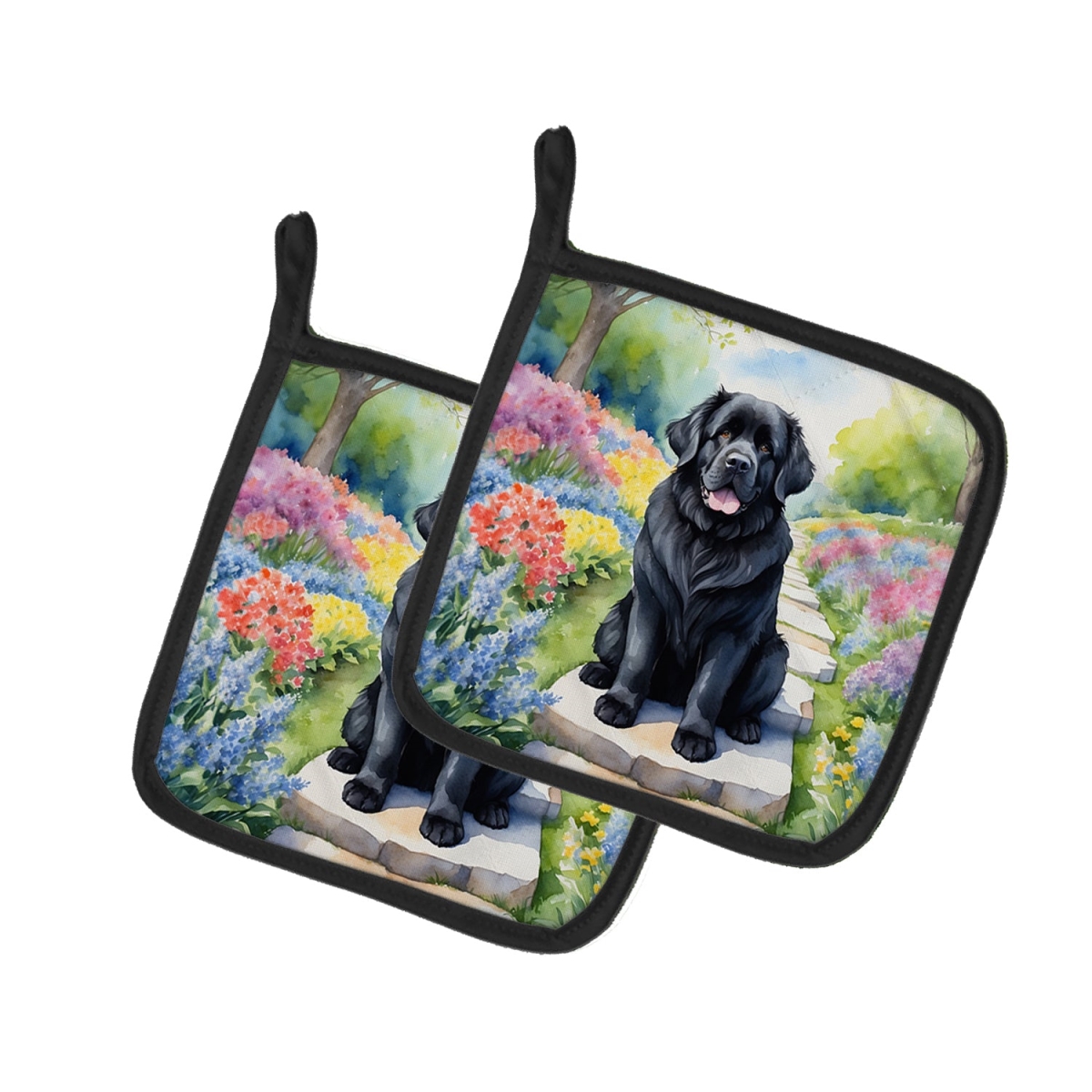 DAC6675PTHD 7.5 x 7.5 in. foundland Spring Path Pot Holders - Set of 2