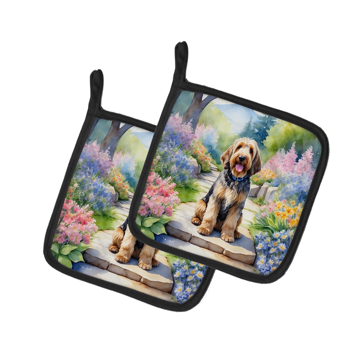 DAC6683PTHD 7.5 x 7.5 in. Otterhound Spring Path Pot Holders - Set of 2