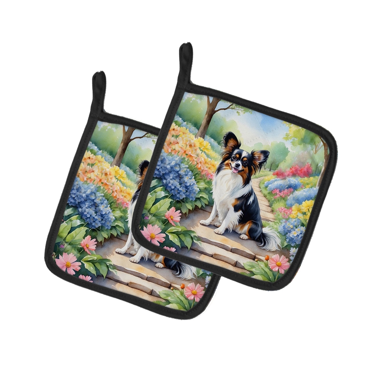 DAC6684PTHD 7.5 x 7.5 in. Papillon Spring Path Pot Holders - Set of 2