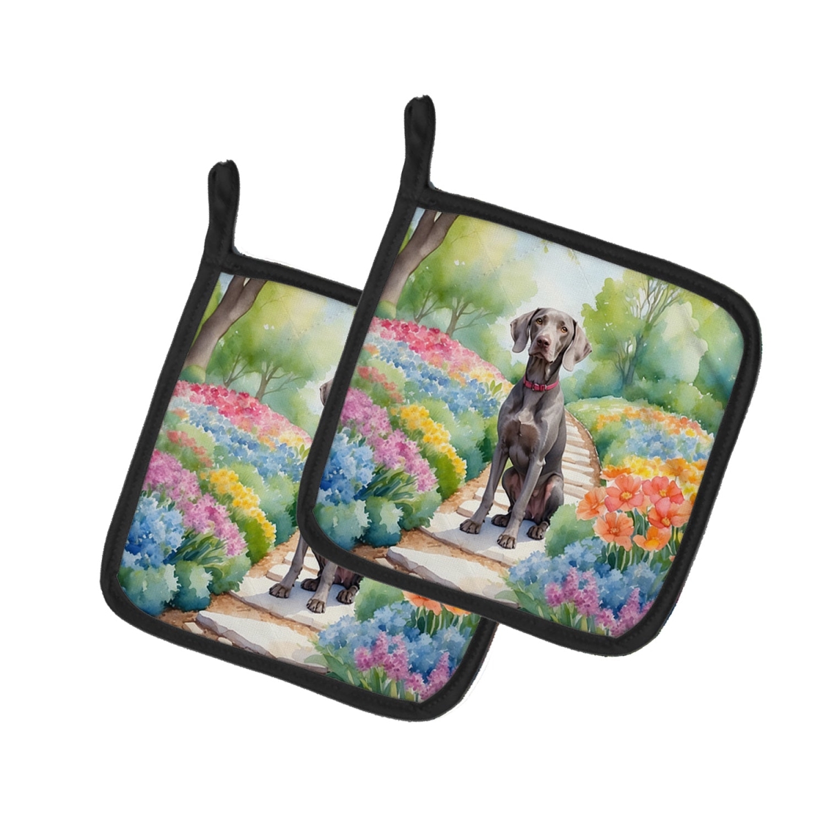 DAC6728PTHD 7.5 x 7.5 in. Weimaraner Spring Path Pot Holders - Set of 2