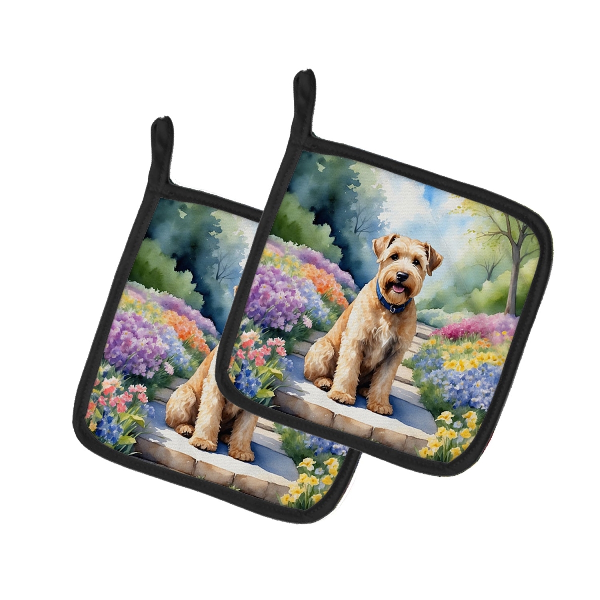DAC6732PTHD 7.5 x 7.5 in. Wheaten Terrier Spring Path Pot Holders - Set of 2