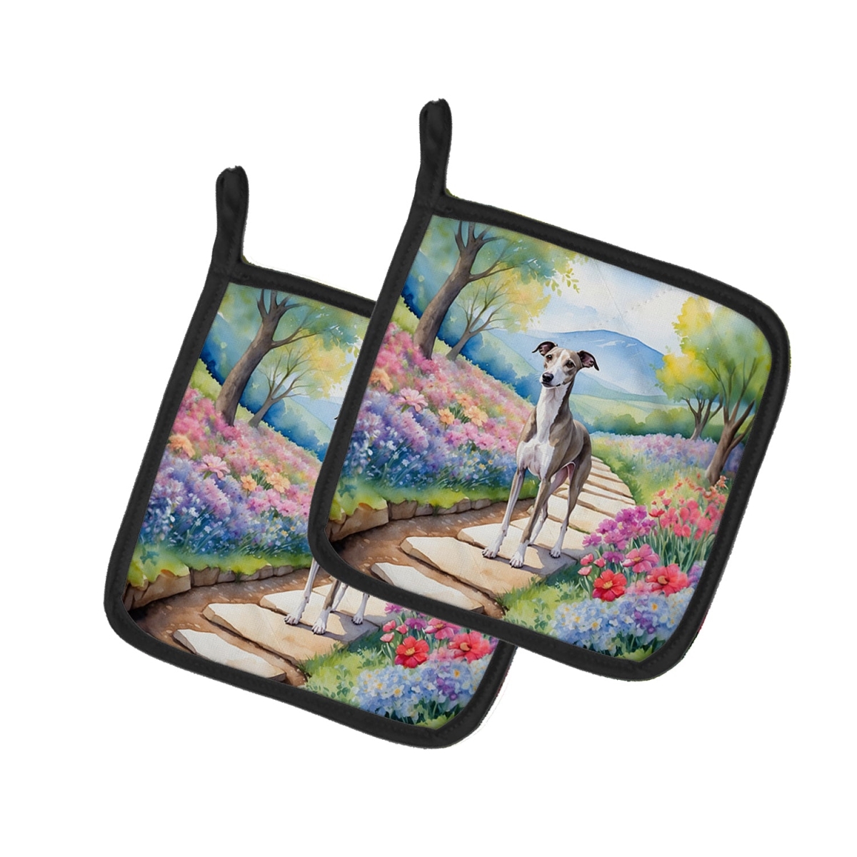 DAC6733PTHD 7.5 x 7.5 in. Whippet Spring Path Pot Holders - Set of 2