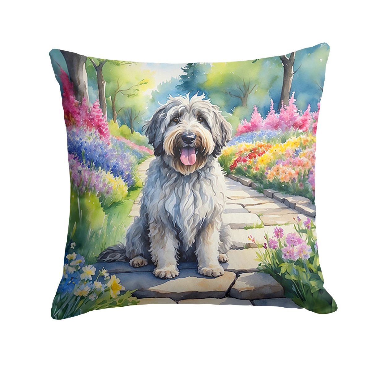 DAC6566PW1818 18 x 18 in. Bergamasco Sheepdog Spring Path Throw Pillow