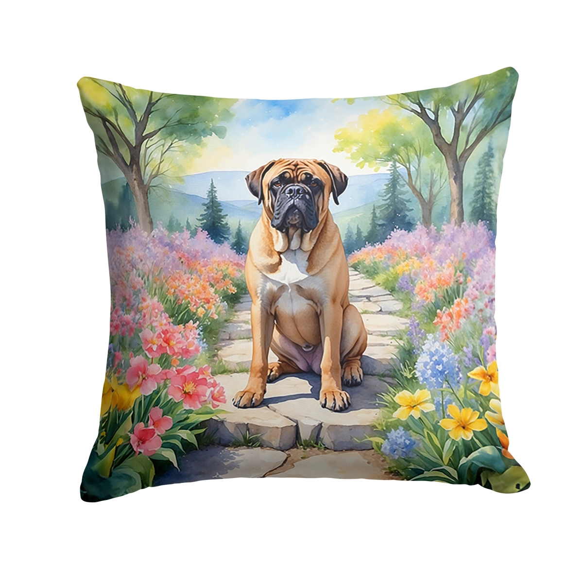 DAC6588PW1818 18 x 18 in. Bullmastiff Spring Path Throw Pillow