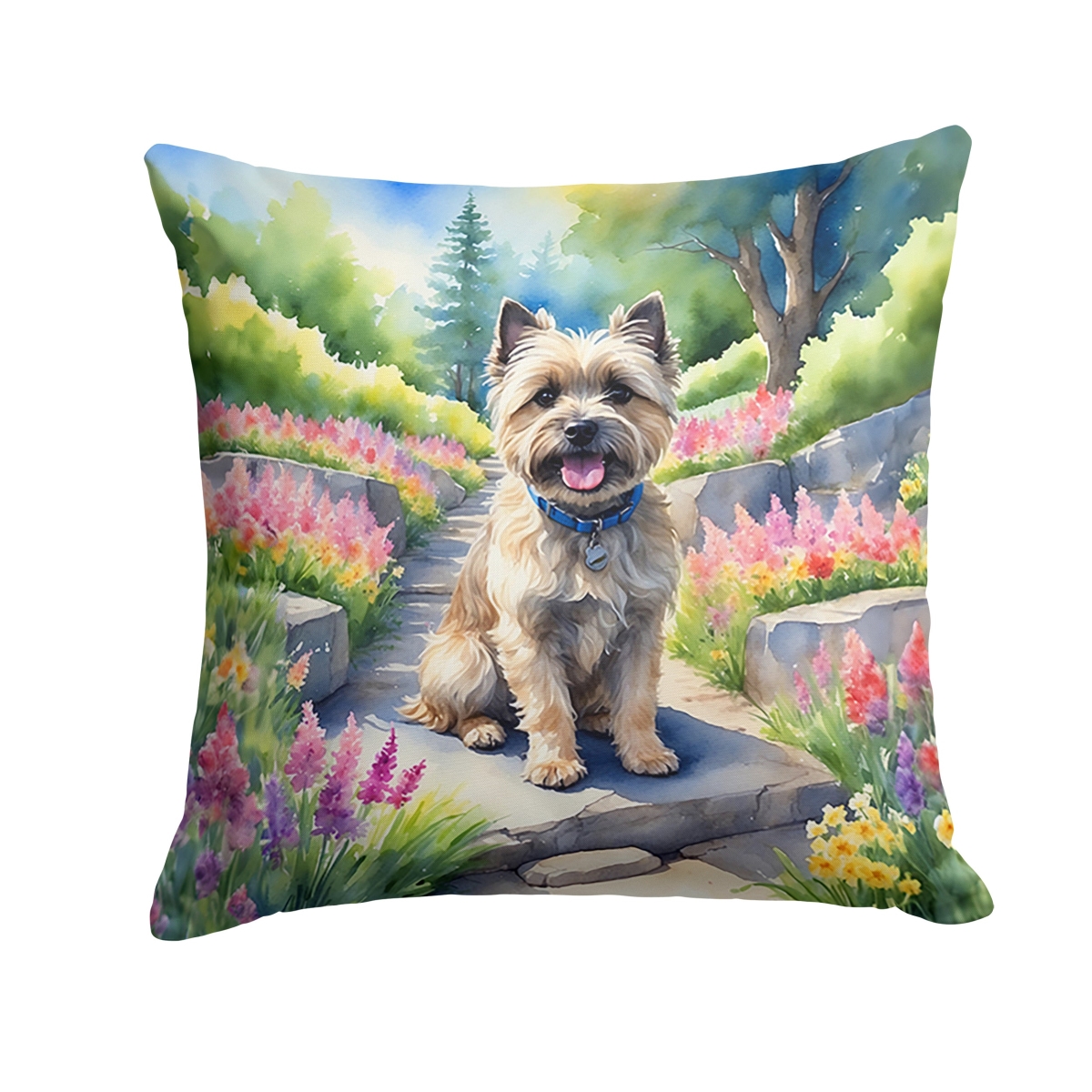 DAC6589PW1818 18 x 18 in. Cairn Terrier Spring Path Throw Pillow