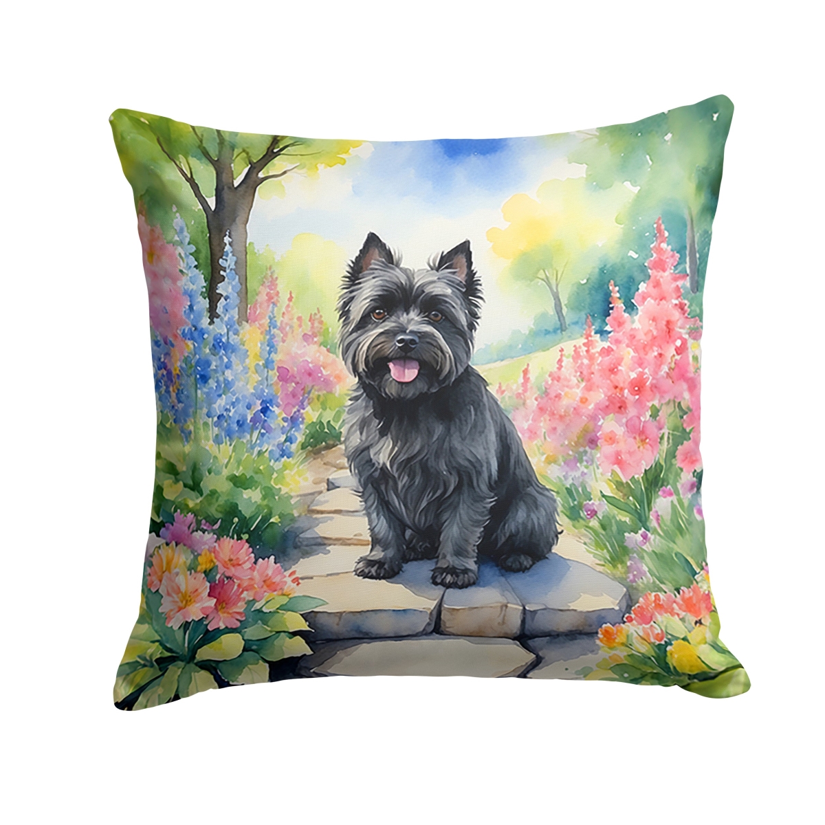 DAC6590PW1818 18 x 18 in. Cairn Terrier Spring Path Throw Pillow