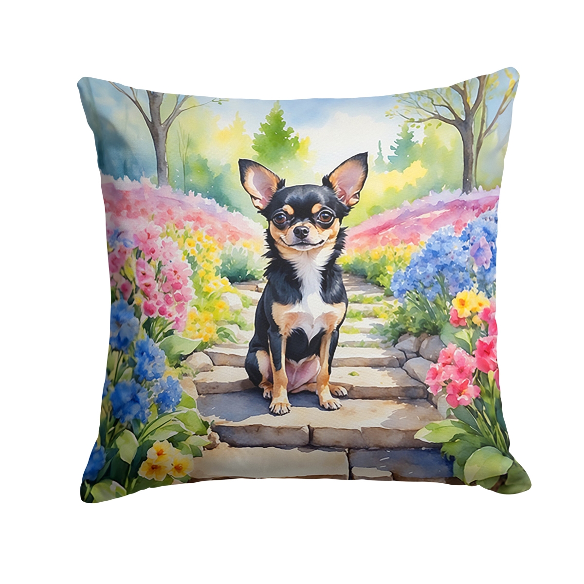 DAC6597PW1818 18 x 18 in. Chihuahua Spring Path Throw Pillow