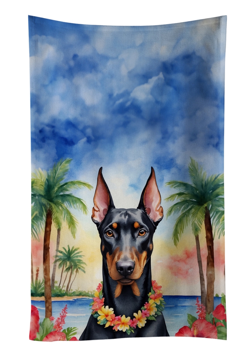 DAC6422KTWL 25 x 15 in. Doberman Pinscher Luau Kitchen Towel