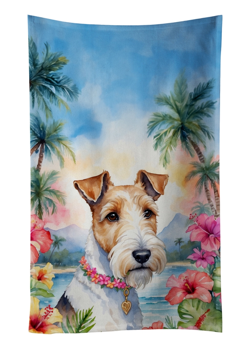 DAC6433KTWL 25 x 15 in. Fox Terrier Luau Kitchen Towel
