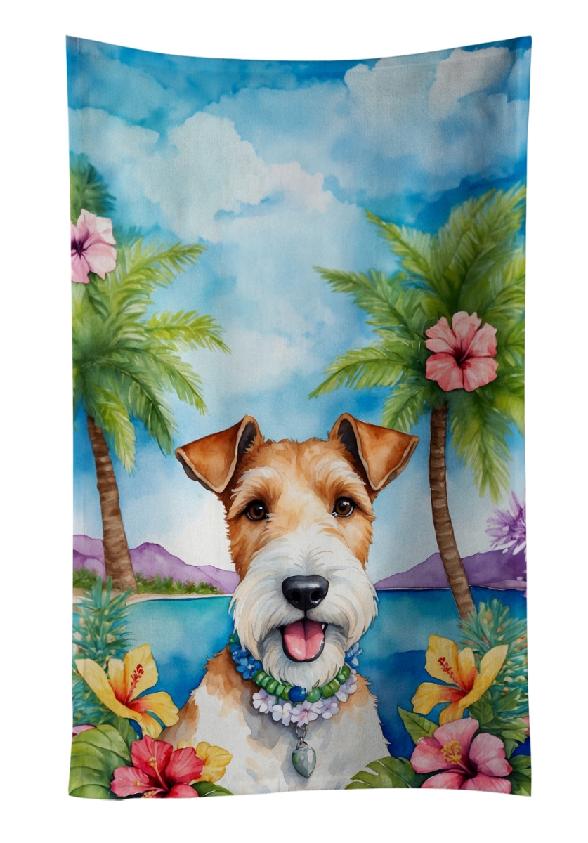 DAC6434KTWL 25 x 15 in. Fox Terrier Luau Kitchen Towel