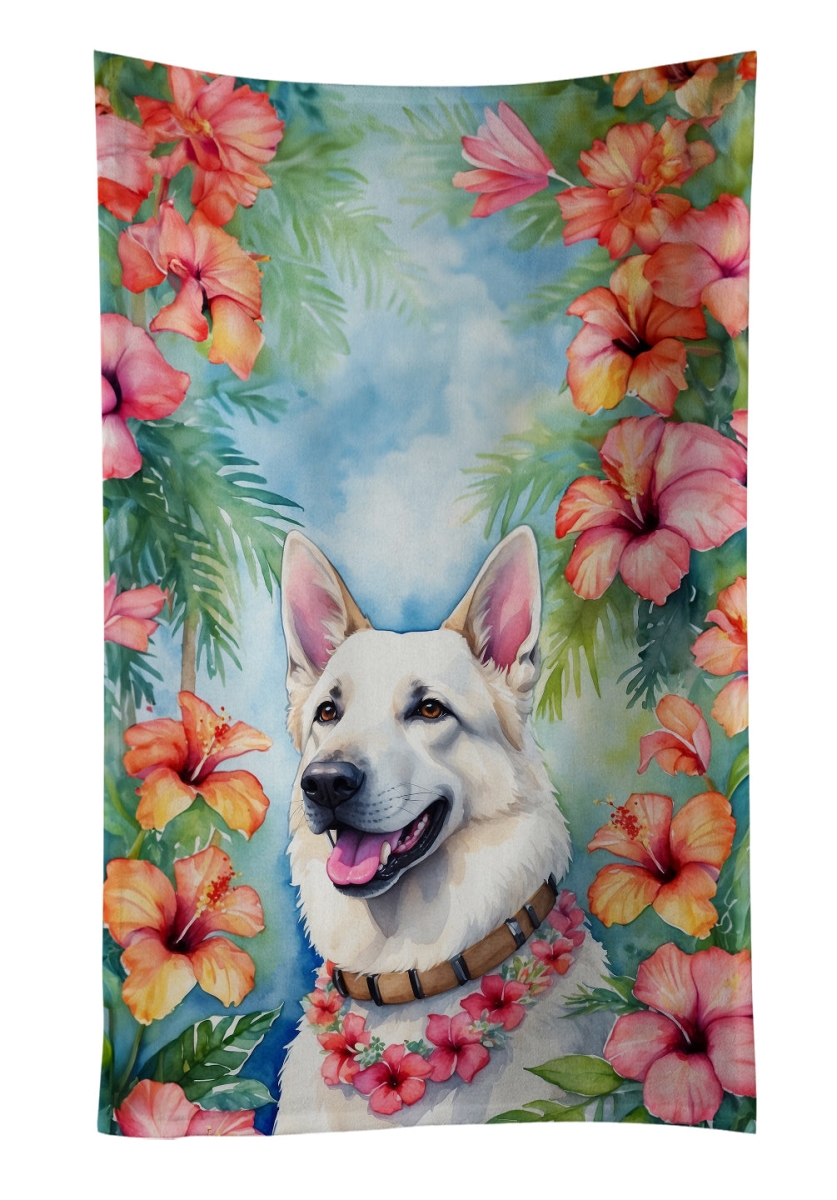 DAC6438KTWL 25 x 15 in. White German Shepherd Luau Kitchen Towel