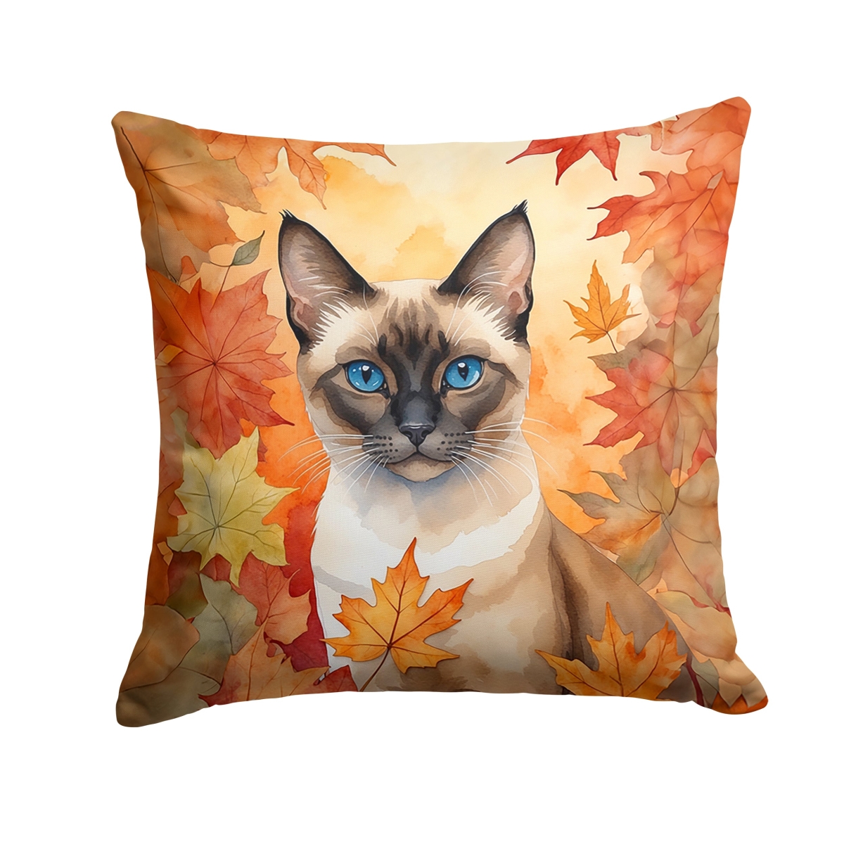 DAC7171PW1818 18 x 18 in. Siamese Cat in Fall Leaves Throw Pillow