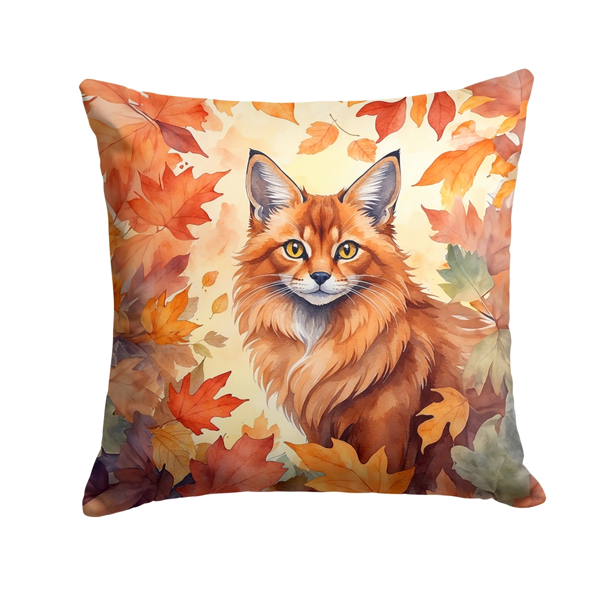 DAC7176PW1818 18 x 18 in. Somali Cat in Fall Leaves Throw Pillow